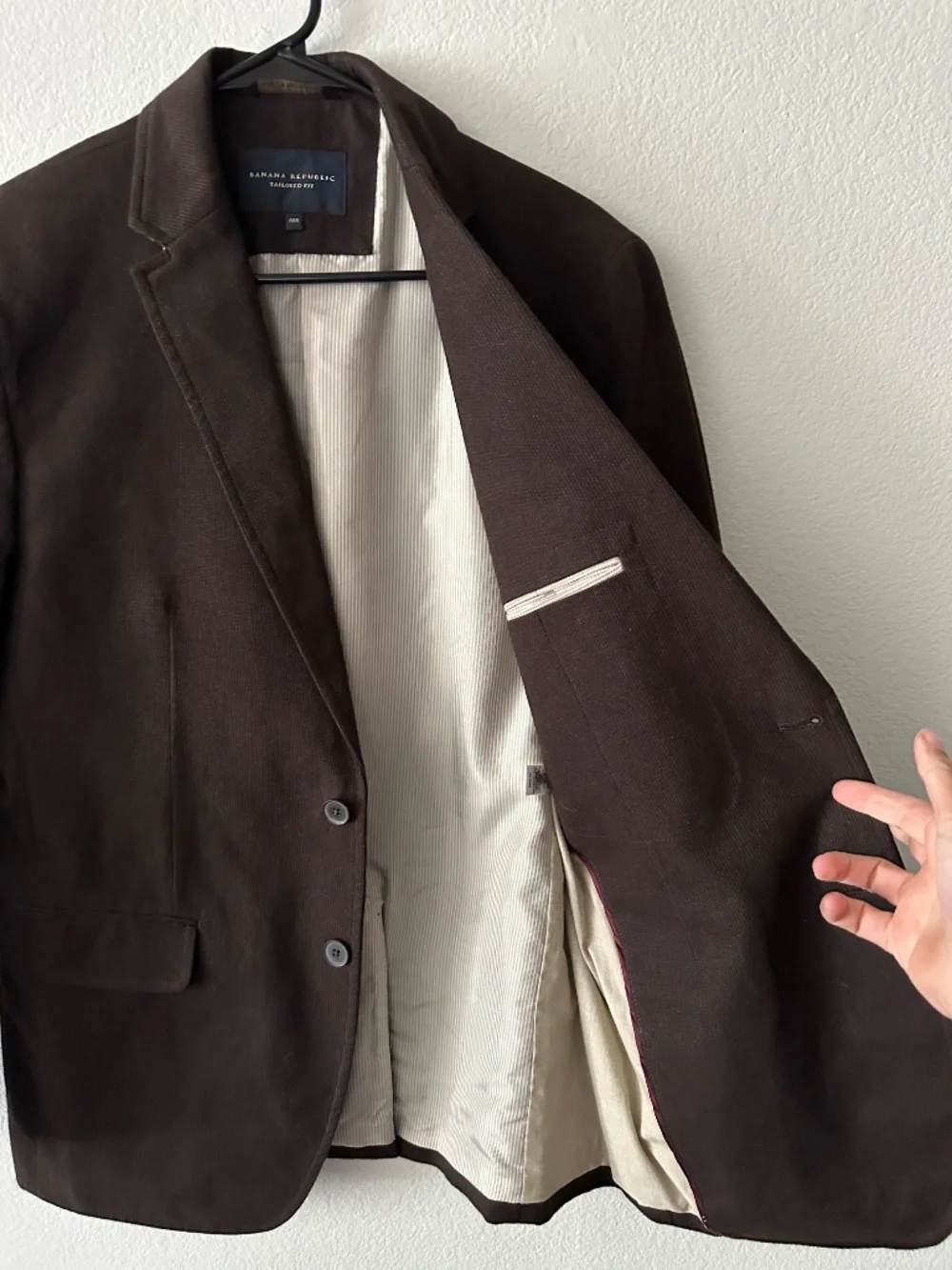 Banana Republic Mens 40R Tailored Fit Brown Microstripe Cotton Blazer Sport Coat